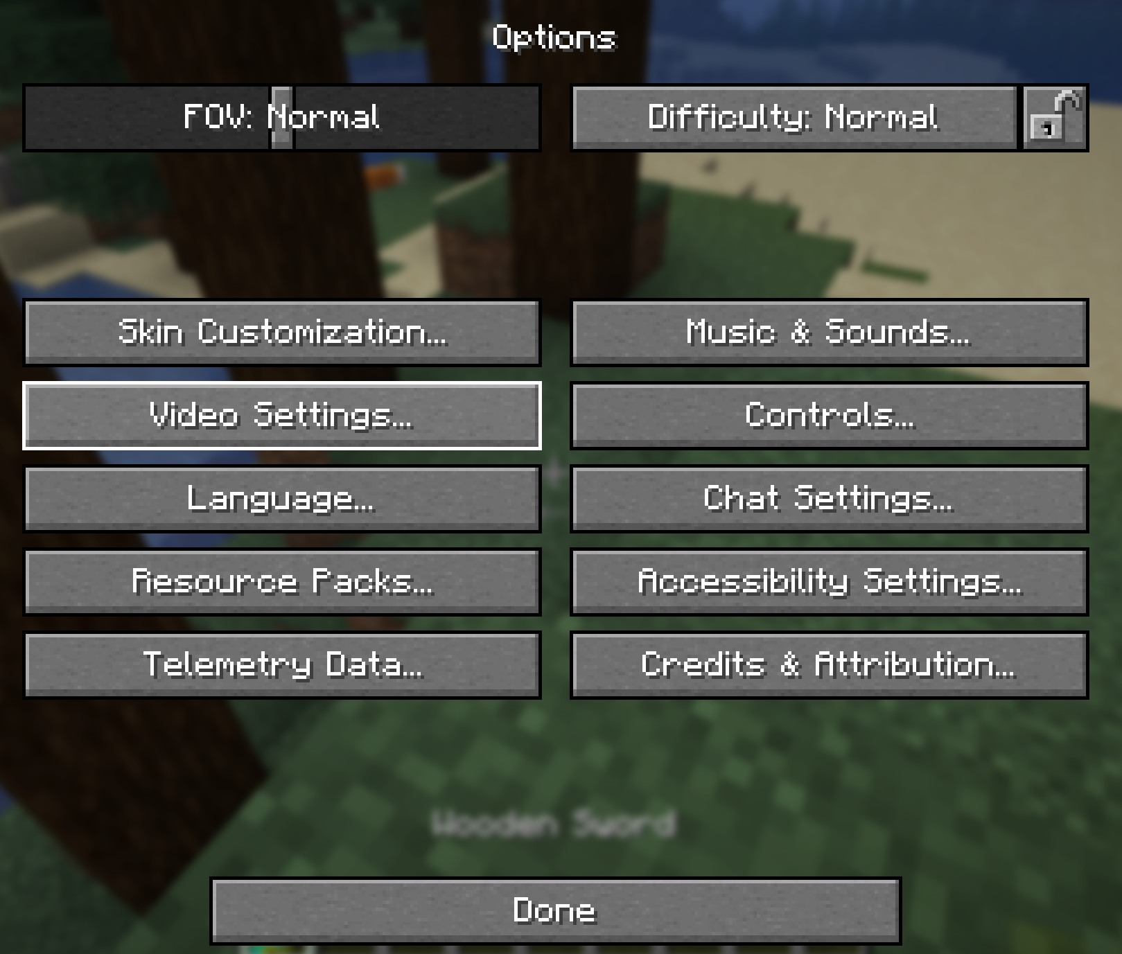 Minecraft Video Settings menu