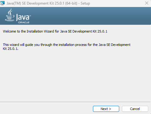 Java Installation Wizard welcome screen