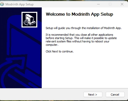 Modrinth App installer screen