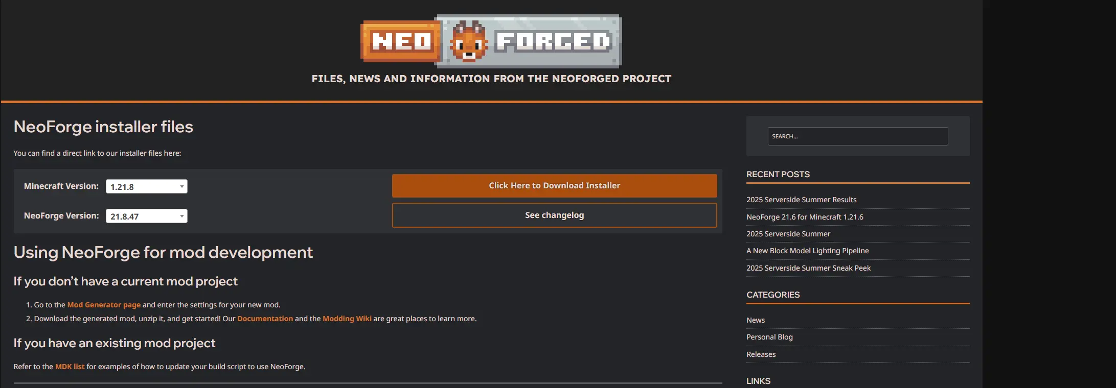 Downloading NeoForge
