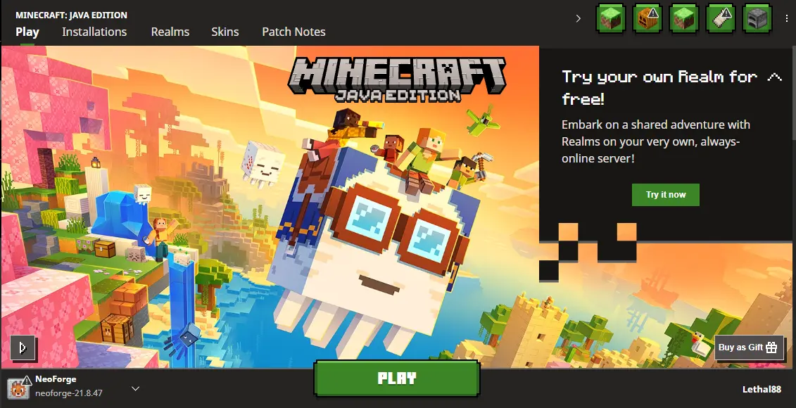 NeoForge profile in Minecraft Launcher