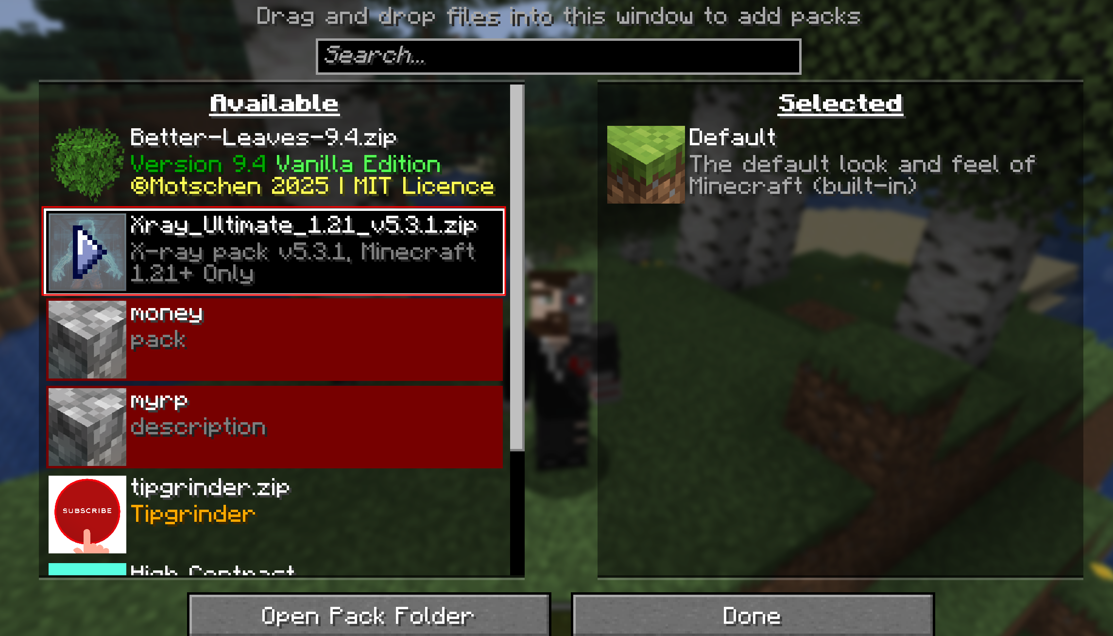 Pack in list